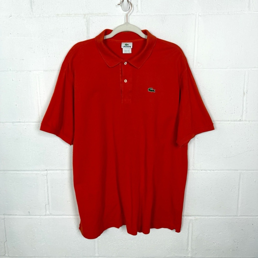 Lacoste Men's Pique Polo Shirt Size 7‎ (2XL) Designed in France Orange Preppy
